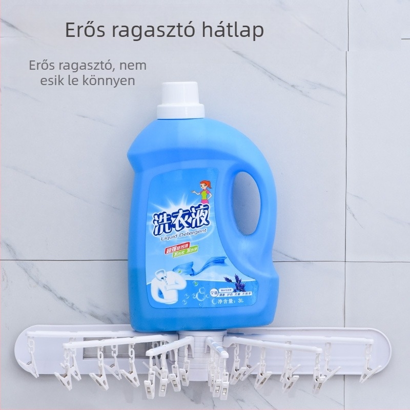 Sudijia összecsukható ruhaszárító akasztó, forgatható zokniakasztó, kör alakú klipsz dizájn, műanyag