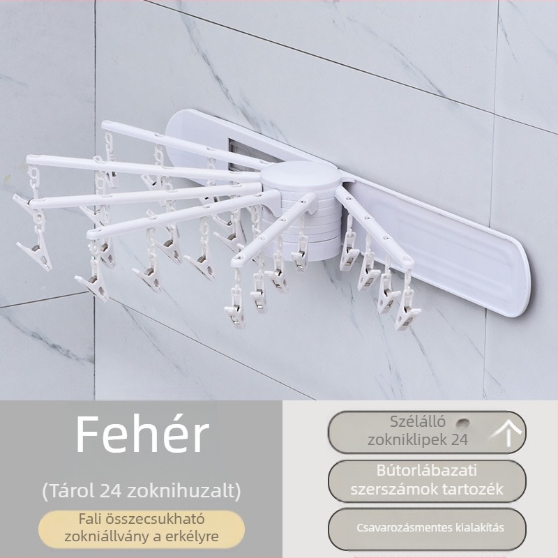 Sudijia összecsukható ruhaszárító akasztó, forgatható zokniakasztó, kör alakú klipsz dizájn, műanyag