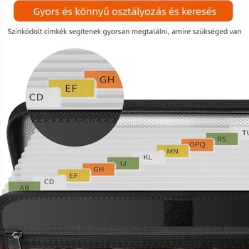 13 rekeszes akordion irattartó, tűzálló és vízálló, bővíthető, üvegszálas kivitel