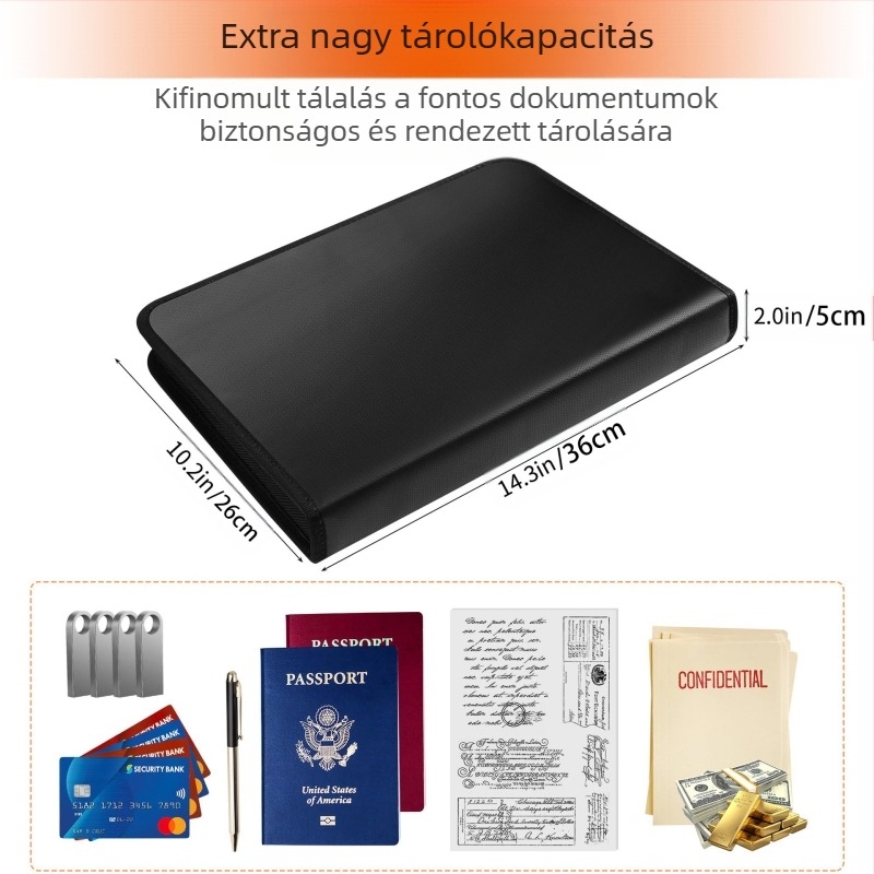 13 rekeszes akordion irattartó, tűzálló és vízálló, bővíthető, üvegszálas kivitel