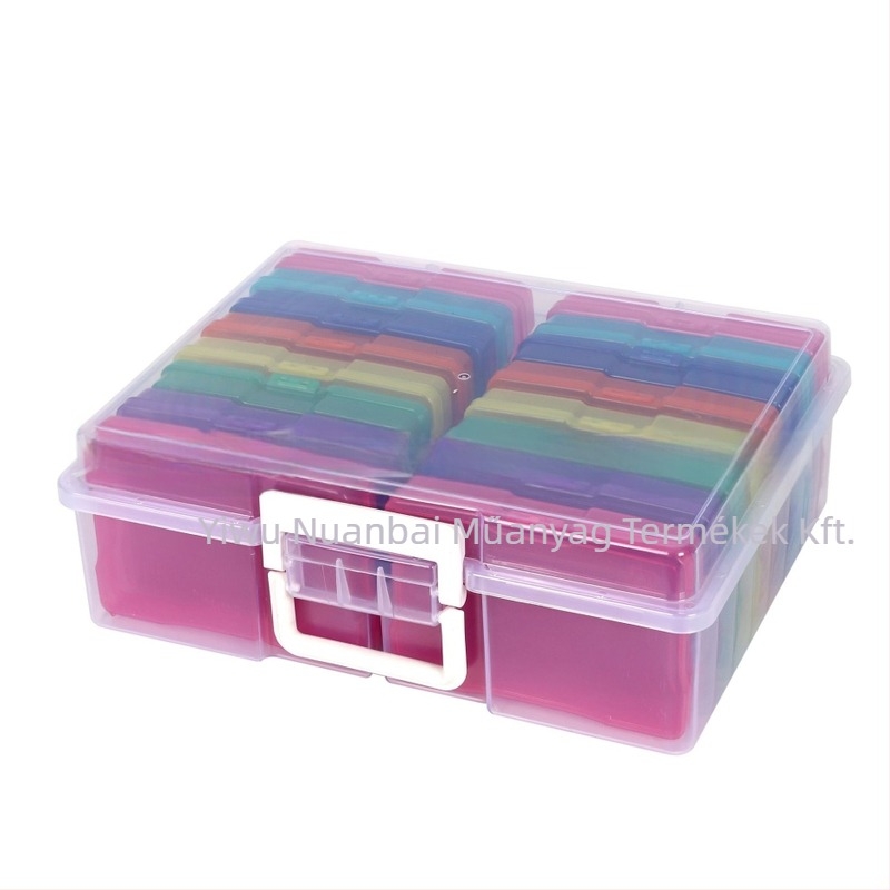 Íróasztali tároló doboz, kétsoros, PP műanyagból, összecsukható, osztókkal, porálló