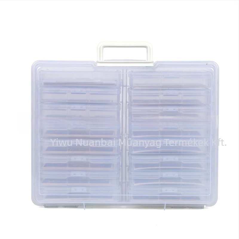 Íróasztali tároló doboz, kétsoros, PP műanyagból, összecsukható, osztókkal, porálló