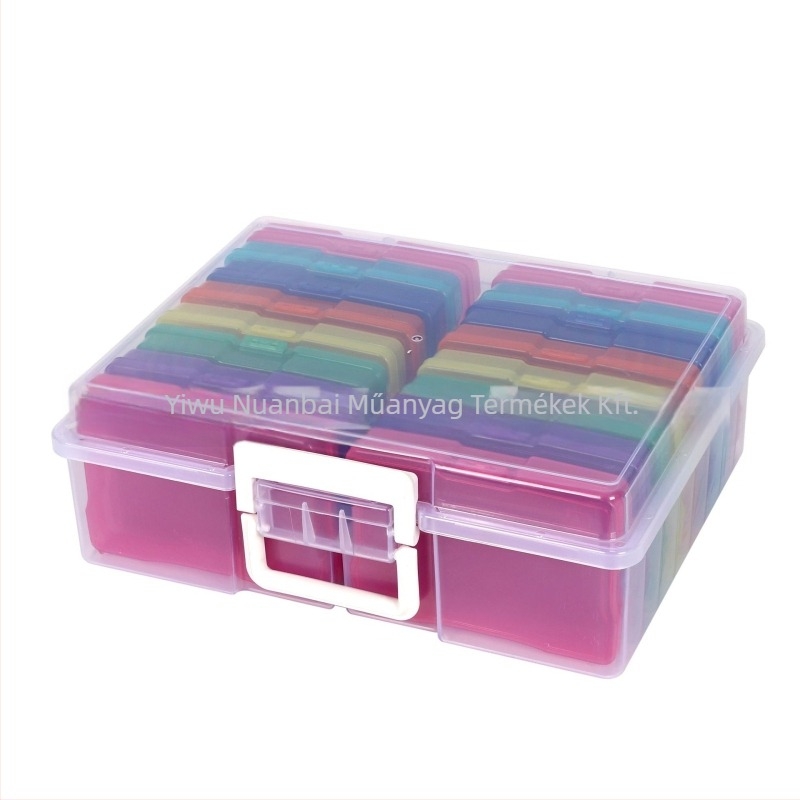 Íróasztali tároló doboz, kétsoros, PP műanyagból, összecsukható, osztókkal, porálló