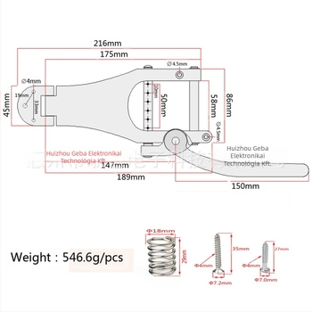 Gitár hídlemez GA409/GA409BK/GA409GD, fémszerkezet