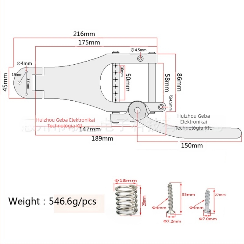 Gitár hídlemez GA409/GA409BK/GA409GD, fémszerkezet