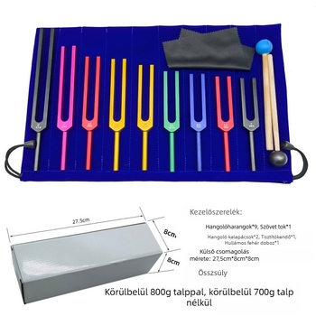 9 darabos hangvilla készlet alumínium ötvözetből, modell 174Hz-963Hz, frekvencia-tartomány 174–963 Hz, fehér dobozos csomagolás