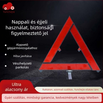 Autóreflektív háromlábú figyelmeztető jel – ABS műanyag, összecsukható háromszög, gépjármű-biztonság, licencelhető magáncímke