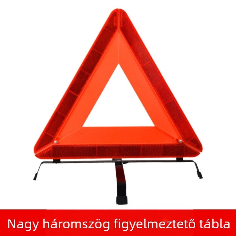 Autóreflektív háromlábú figyelmeztető jel – ABS műanyag, összecsukható háromszög, gépjármű-biztonság, licencelhető magáncímke