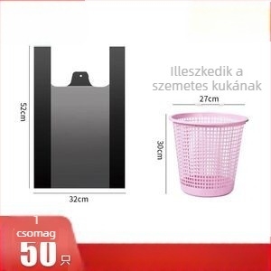 Hordozható vastagított műanyag szemeteszsák háztartási használatra, dobozban 500 darab, bevezetés 2024-ben.