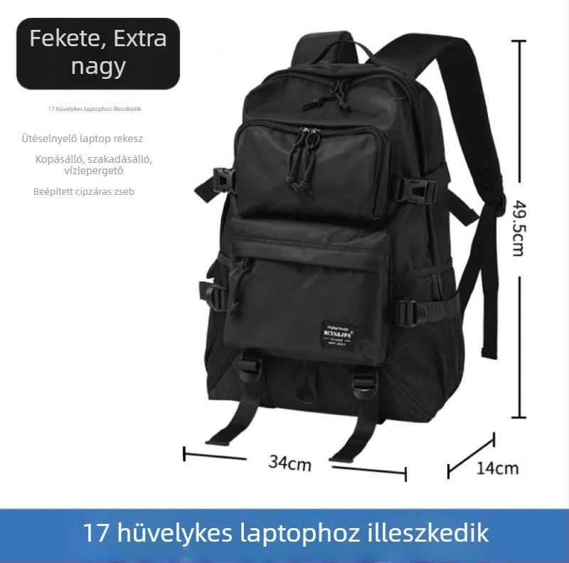 Nagy kapacitású, könnyű kültéri hátizsák hegymászáshoz és utazásokhoz, uniszex, fekete, vízálló