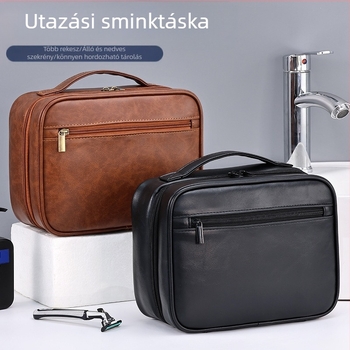 Ai Yijiu PU neszesszer férfiaknak, nagy kapacitású, elválasztott rekeszekkel, vízálló