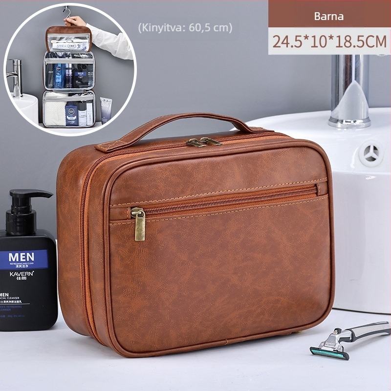 Ai Yijiu PU neszesszer férfiaknak, nagy kapacitású, elválasztott rekeszekkel, vízálló