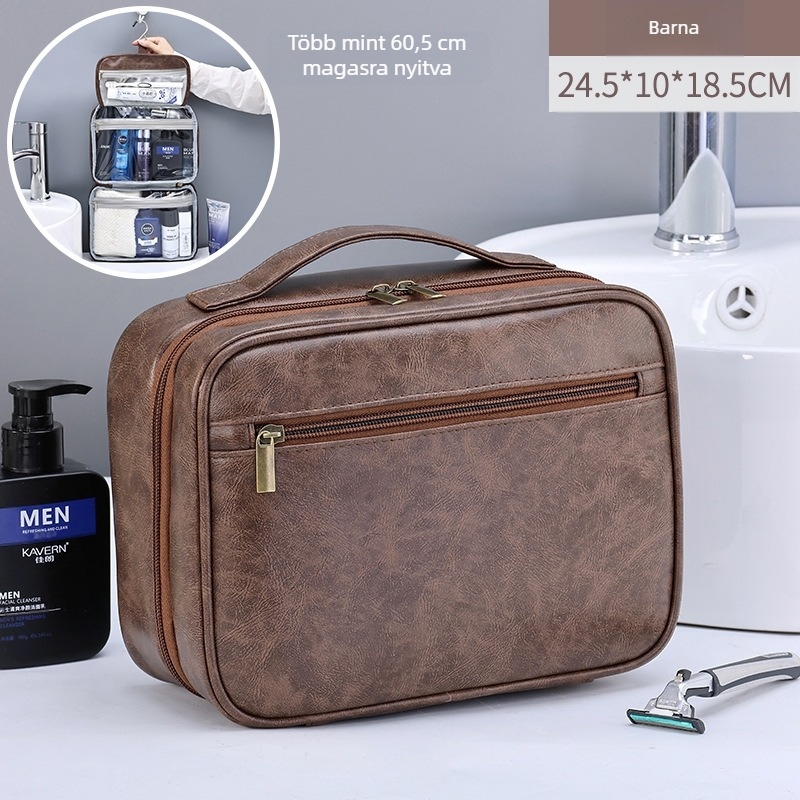 Ai Yijiu PU neszesszer férfiaknak, nagy kapacitású, elválasztott rekeszekkel, vízálló