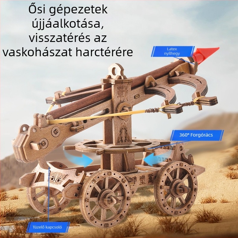Fából készült 3D puzzle játék: ősi építészeti kísérlet és ostromkocsi, oktató játék fiúknak, OEM logó testreszabás (anyag: fa; kategória: 3D puzzle; kor: 14+; testreszabás: elérhető)