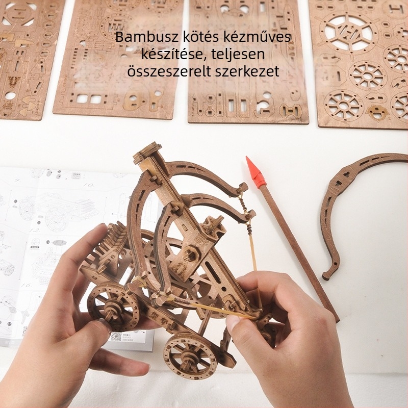 Fából készült 3D puzzle játék: ősi építészeti kísérlet és ostromkocsi, oktató játék fiúknak, OEM logó testreszabás (anyag: fa; kategória: 3D puzzle; kor: 14+; testreszabás: elérhető)