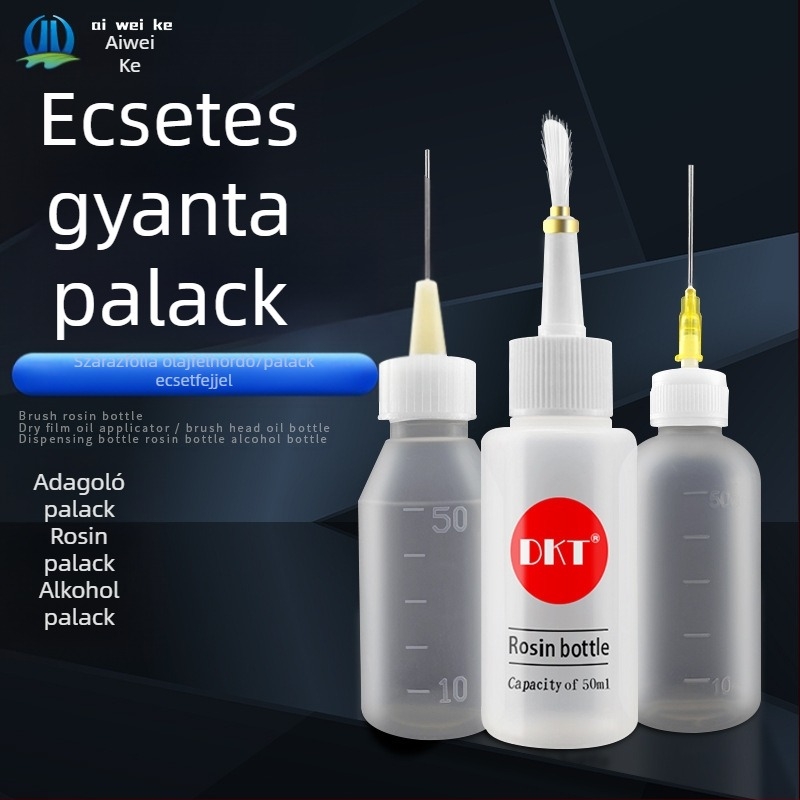 Ipari adagoló palack tűs csúccsal, 50 ml – alkohollal, rosin fluxszal és ragasztóval