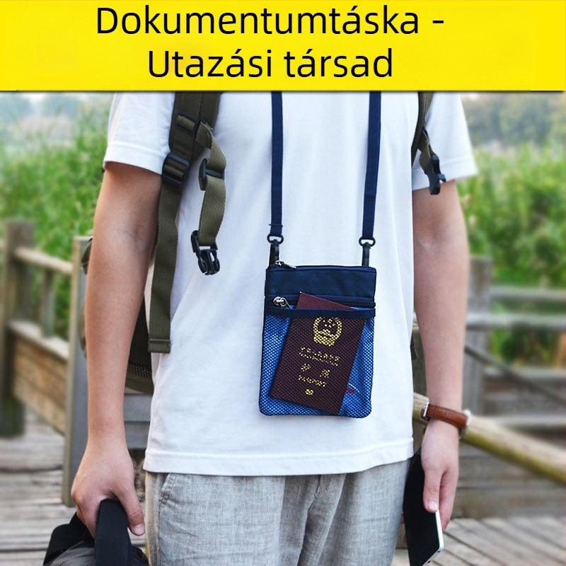 QISE Útlevél tartó – Oxford anyag, Vízálló, Lopás elleni védelem, Kopásálló, Uniszex, Üzleti stílusú, Útlevél és dokumentumok szervezője