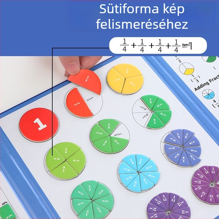 Mágneses törtfelosztó korong: Papíralapú oktató játék DIY 4–6 éveseknek, szellemi fejlesztés