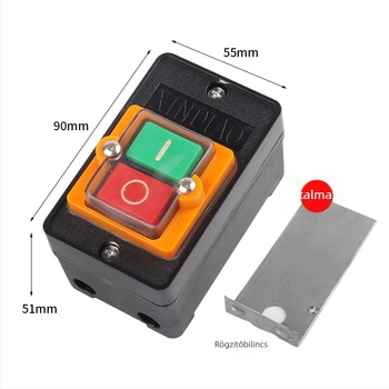 400 acélvágó géphez nyomógombos kapcsoló, vízálló, IP50, 50–440V, nyomógombos bekötés, elektromos élettartam 20 000 ciklus, mechanikus élettartam 100 000 ciklus