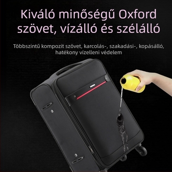 Oxford vászonból készült bőrönd univerzális kerekekkel, cipzáras zárás, bővíthető, testreszabható logó