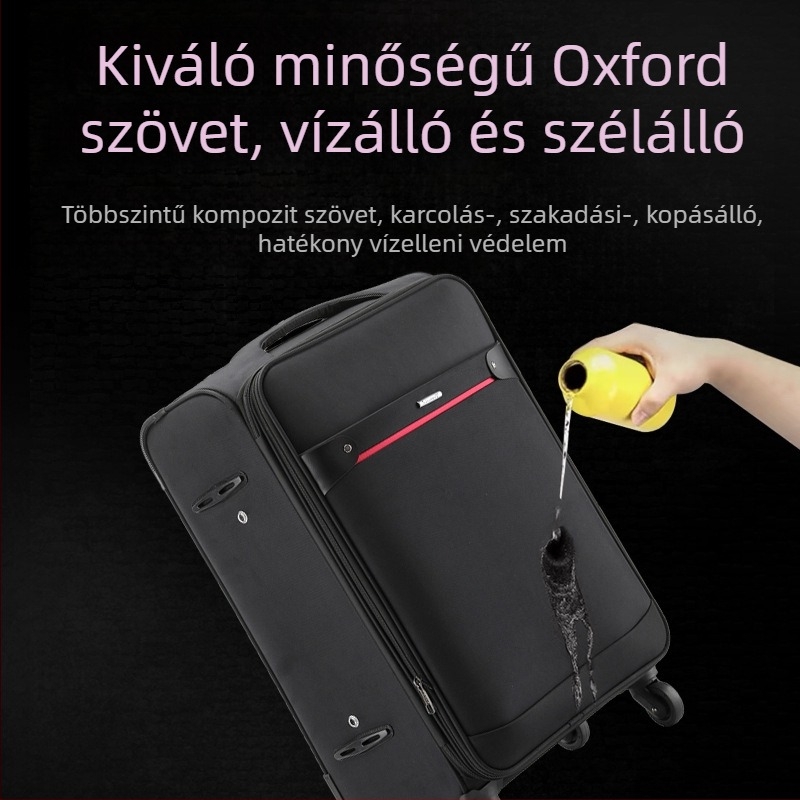 Oxford vászonból készült bőrönd univerzális kerekekkel, cipzáras zárás, bővíthető, testreszabható logó