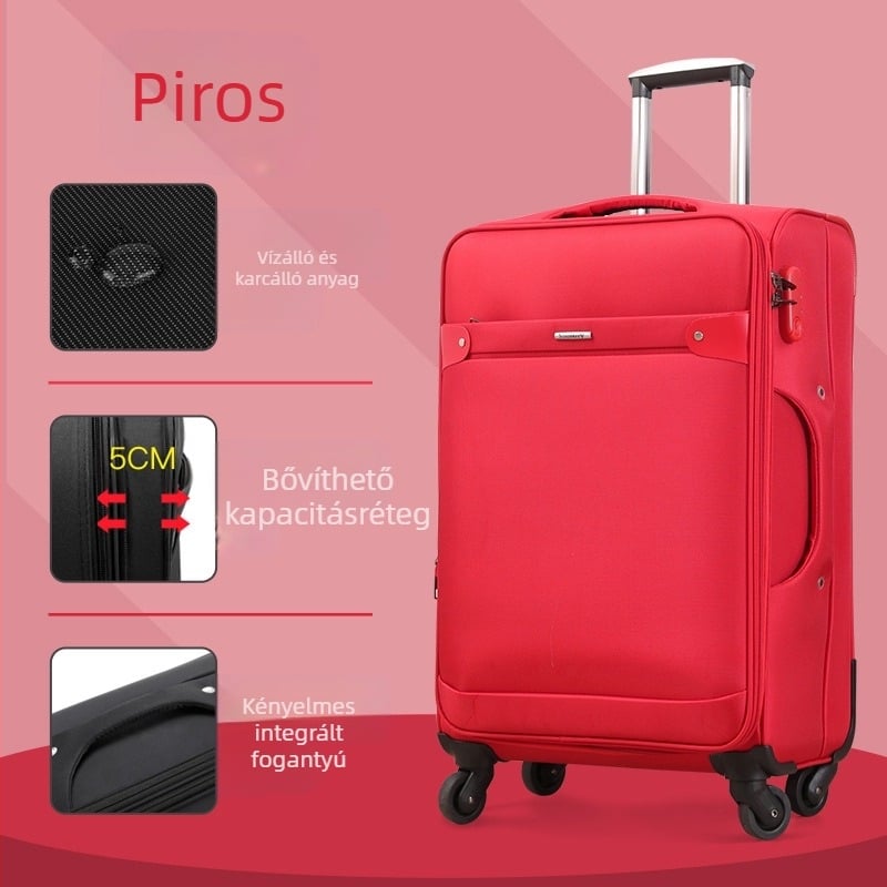 Oxford vászonból készült bőrönd univerzális kerekekkel, cipzáras zárás, bővíthető, testreszabható logó