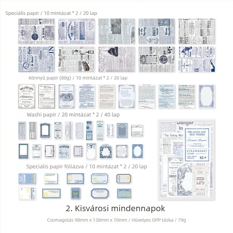 Retro napló dekoranyag-csomag - 100 db, 4 stílus, márka DREHOP/Mengxi, súly 79 g