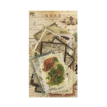 Idle Language Retro bélyeges matricák – Time Post Office sorozat, napló és DIY dekorációhoz, 60 db, 4 típus, nyomtatott