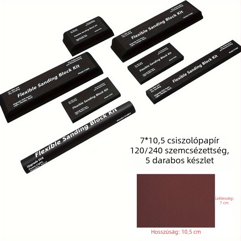 Rugalmas EVA csiszolóblokkok készlet - nedves/száraz, faipari és karosszéria autóhoz, 7 vagy 12 darab