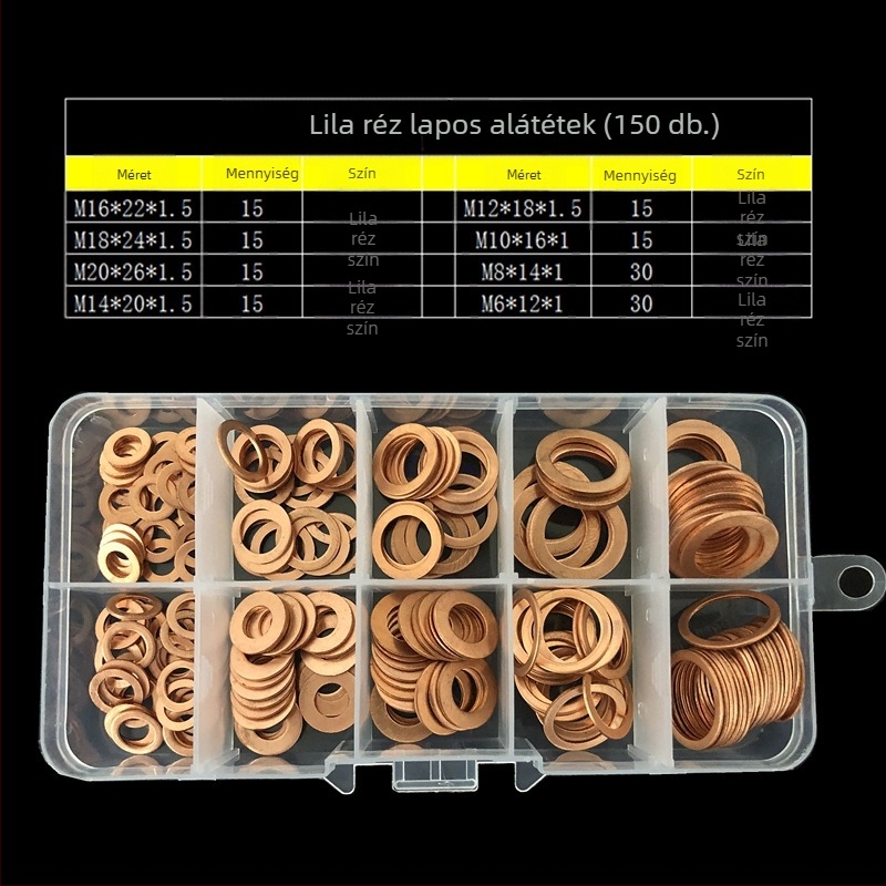 Autóipari tömítő lapos O-típusú készlet dobozban, 200/420 db, GB szabvány, felületkezelés: pickling, anyagminőség: T2