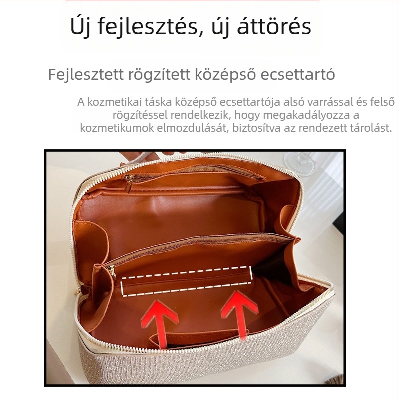 Sminkes táska - poliészter külső, PU bélés, vízálló és tárolható nőknek, Hina Comfort
