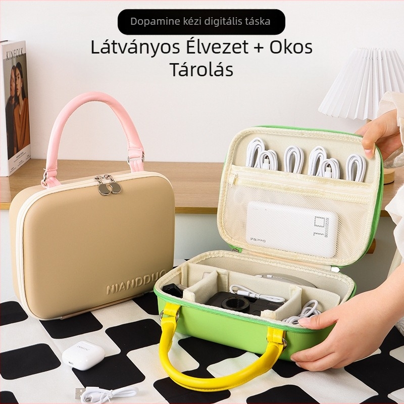 Kocka alakú EVA digitális tároló táska – sokoldalú utazásokhoz, kozmetikumok és asztali kiegészítők tárolására (kocka forma, EVA anyag, sokfunkciós)