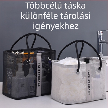 Kozmetikai neszeszer hálószövetből, kocka alakú, lélegző, nagy kapacitású, összecsukható és hordozható