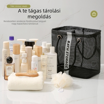 Kocka alakú kozmetikai táska lélegző műanyag hálóval – modern egyszerű stílus (Cube type; Plastic mesh; Breathable; Modern simplicity)