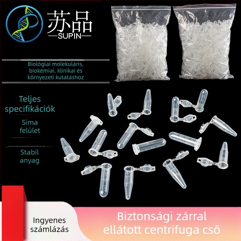Centrifugálós cső integrált zárófedéllel, robbanásbiztos, zárócsattal, konusos alj graduációval, 500 darabos csomag