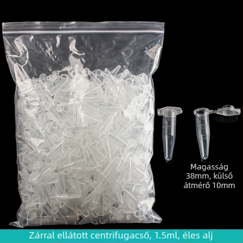 Centrifugálós cső integrált zárófedéllel, robbanásbiztos, zárócsattal, konusos alj graduációval, 500 darabos csomag