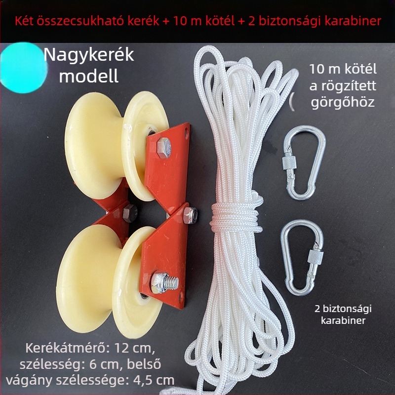 Sarokgörgő magasban végzett munkákhoz kötélhúzó mechanizmussal, erőkifejtés megtakarítása, derékszögű
