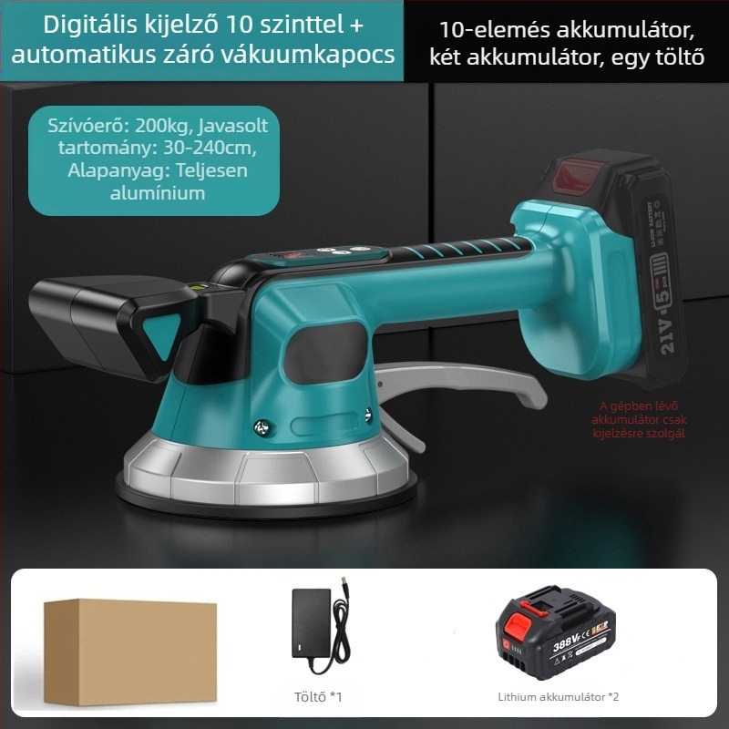 Elektromos csempéző gép erős szívóerővel, digitális kijelző, nagy vákuumkorong, állítható sebesség, újratölthető lítium-ion akkumulátor