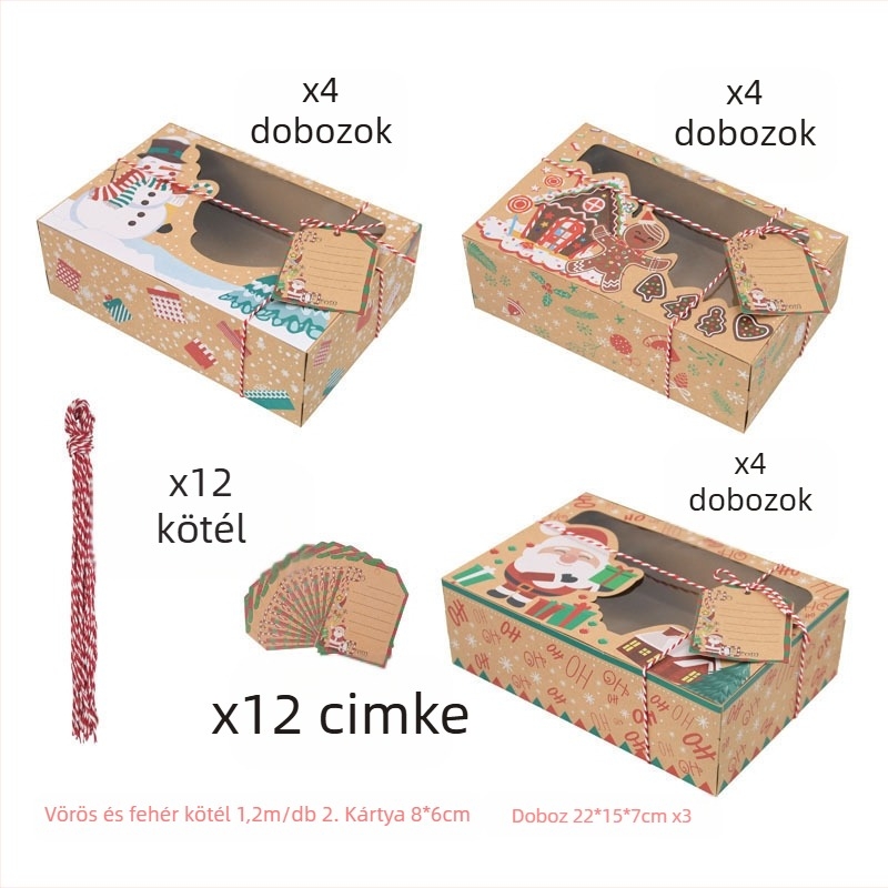 Európai stílusú kraft papír kekszdoboz, négyzetes alakú, papíralapú, esküvőre