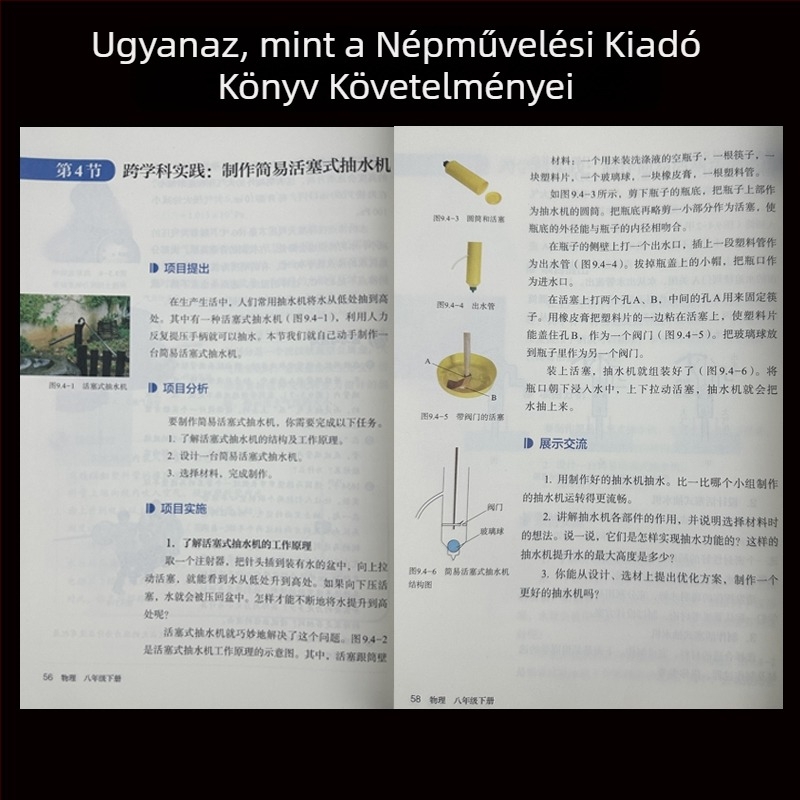 DIY egyszerű dugattyús vízszivattya modell – Craftsman, anyag: műanyag, 7–14 éveseknek, fizika tanítási segédlet, gyakorlati tudományos készlet