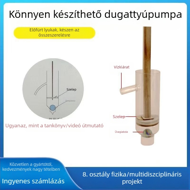 DIY egyszerű dugattyús vízszivattya modell – Craftsman, anyag: műanyag, 7–14 éveseknek, fizika tanítási segédlet, gyakorlati tudományos készlet