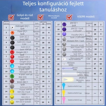 Gömb- és rudakból álló molekulamodellező készlet szerves kémiahoz, oktatási segédeszközök gimnázium és általános iskola számára, műanyagból