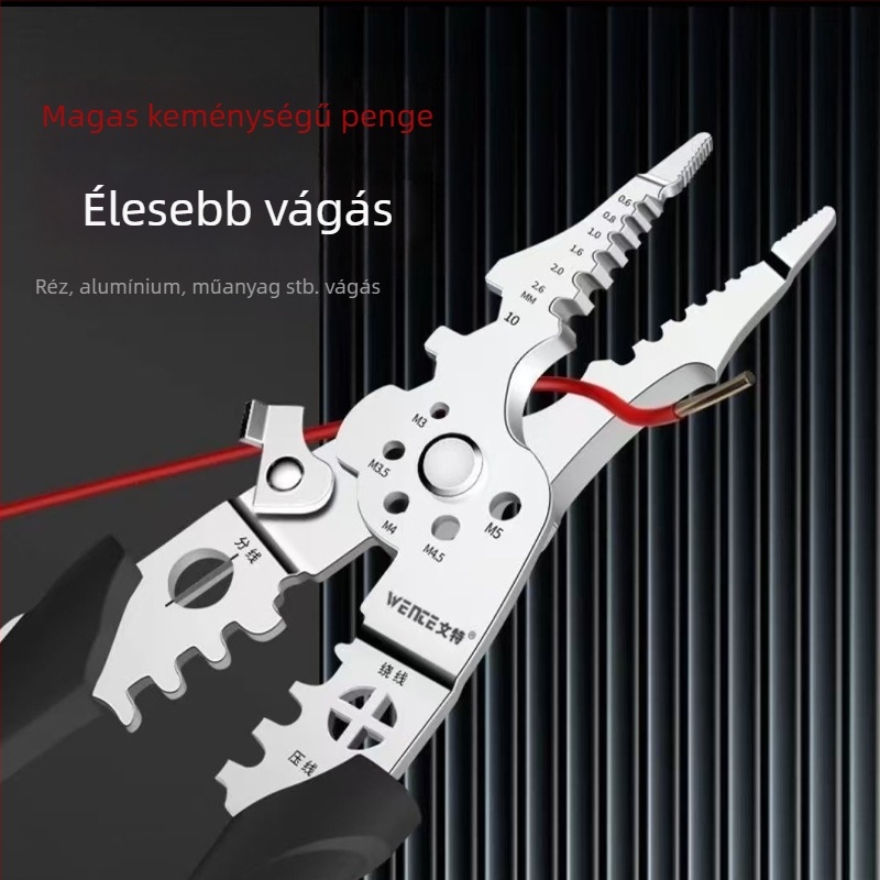 Drótleválasztó fogó – villanyszerelő eszköz, automata leválasztás, többfunkciós, hegyes állcsont, márka Starlight, szálvágás, súly 50