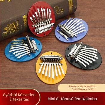 Kalimba (ujj-zongora), fém kivitel, 8 hang, kompakt kialakítás, hangszeres előadásokhoz
