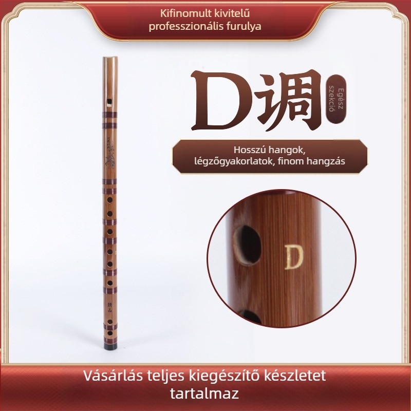 Kezdő egyenes fuvola, 6 lyukas, hangok C D E F G, velúrtokkal