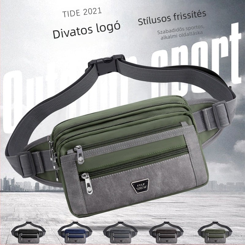 Férfi derék táska - Nylon, városi egyszerű stílus, lélegző, nagy kapacitás, poliészter bélés