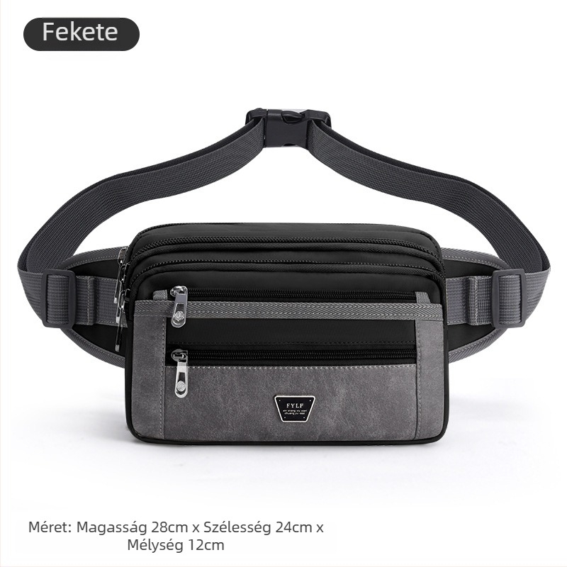 Férfi derék táska - Nylon, városi egyszerű stílus, lélegző, nagy kapacitás, poliészter bélés