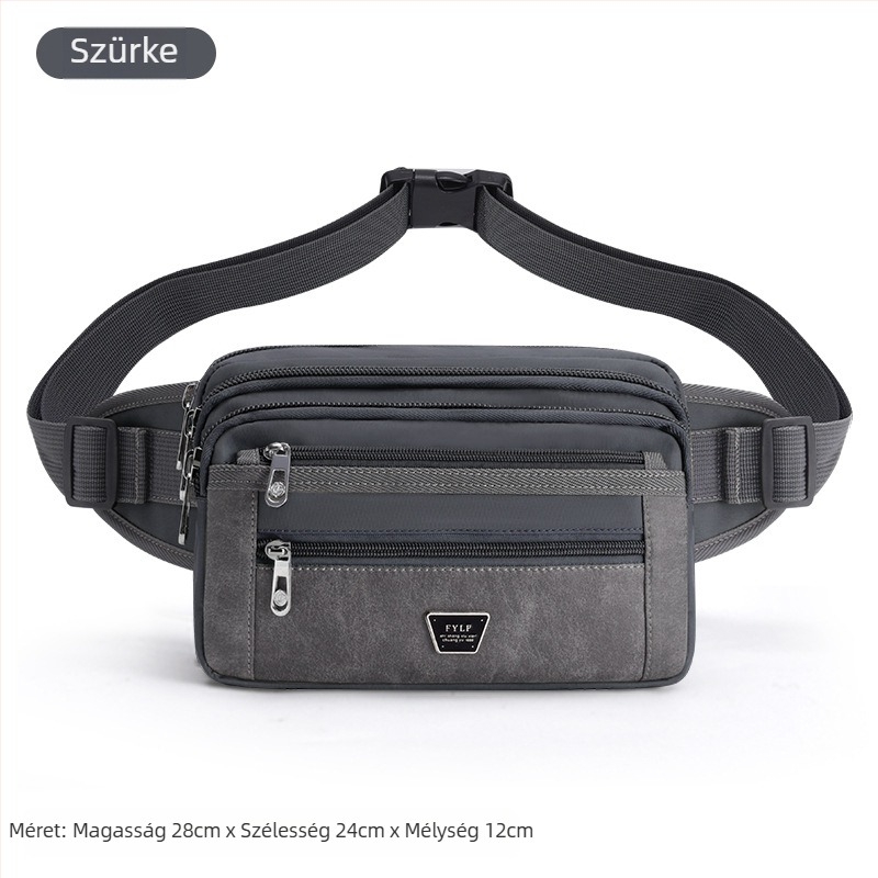 Férfi derék táska - Nylon, városi egyszerű stílus, lélegző, nagy kapacitás, poliészter bélés