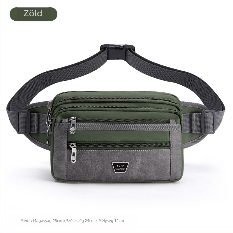 Férfi derék táska - Nylon, városi egyszerű stílus, lélegző, nagy kapacitás, poliészter bélés