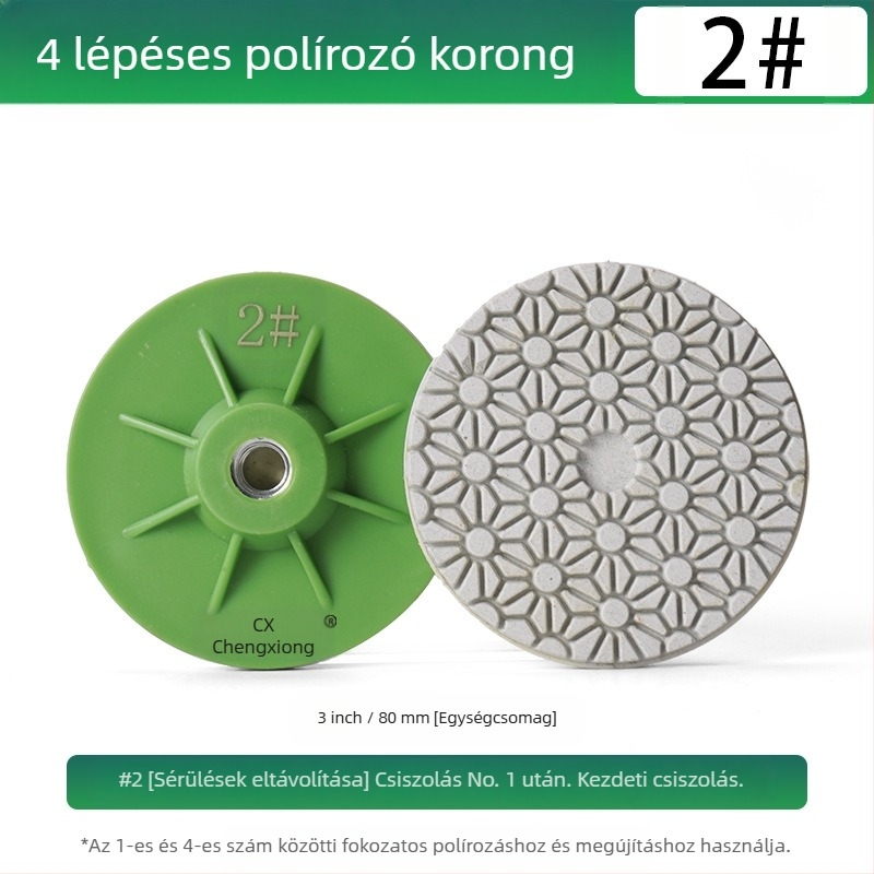 Presentable Négy lépéses víz alapú polírozó korong szögcsiszolóhoz, monolitikus dizájn, márványra, gránitra és cementre